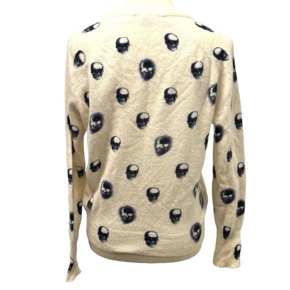 Skull Cashmere Riley Skull Graphic V Neck Long Sleeve Cozy Sweater Women’s Small - Picture 5 of 14